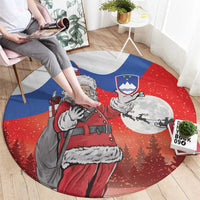 Slovenia Santa Christmas Round Carpet Slovenija Vesel Bozic Flag Style - Wonder Print Shop