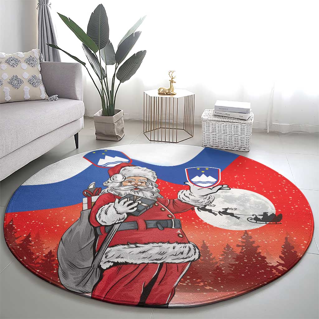 Slovenia Santa Christmas Round Carpet Slovenija Vesel Bozic Flag Style - Wonder Print Shop