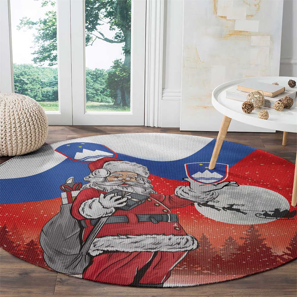Slovenia Santa Christmas Round Carpet Slovenija Vesel Bozic Flag Style - Wonder Print Shop