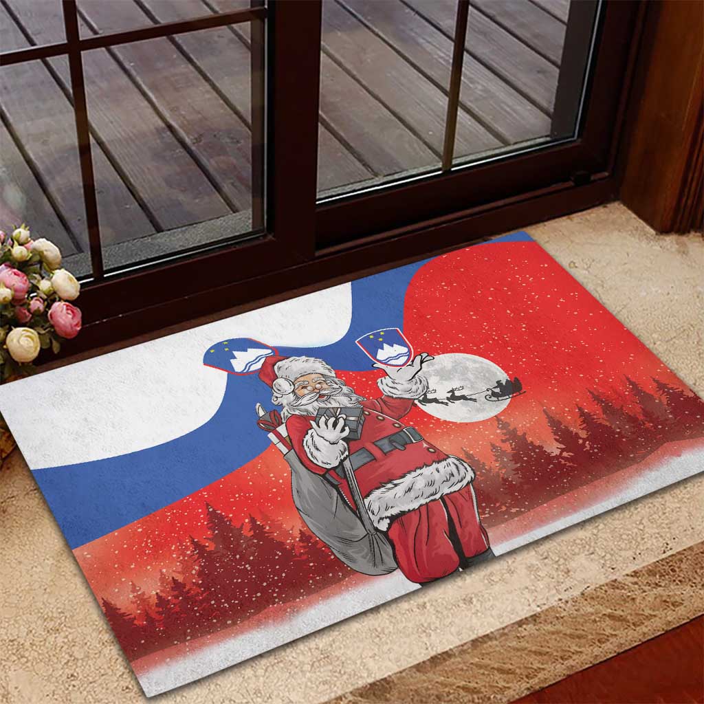 Slovenia Santa Christmas Rubber Doormat Slovenija Vesel Bozic Flag Style - Wonder Print Shop