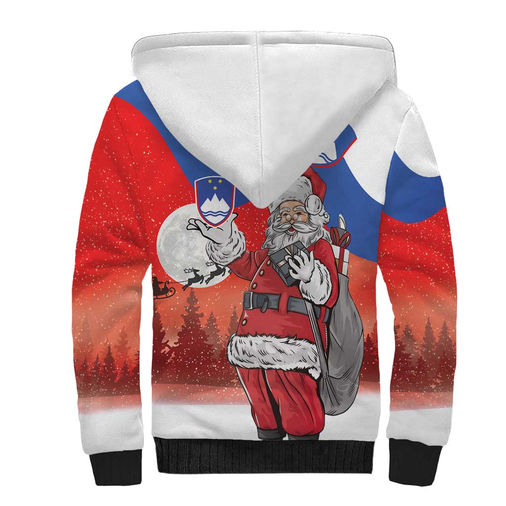 Slovenia Santa Christmas Sherpa Hoodie Slovenija Vesel Bozic Flag Style - Wonder Print Shop