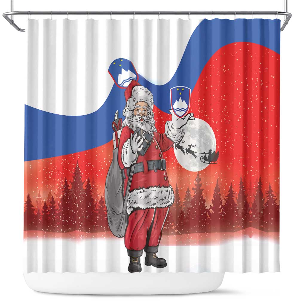 Slovenia Santa Christmas Shower Curtain Slovenija Vesel Bozic Flag Style - Wonder Print Shop