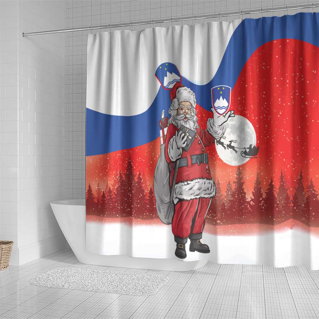 Slovenia Santa Christmas Shower Curtain Slovenija Vesel Bozic Flag Style - Wonder Print Shop