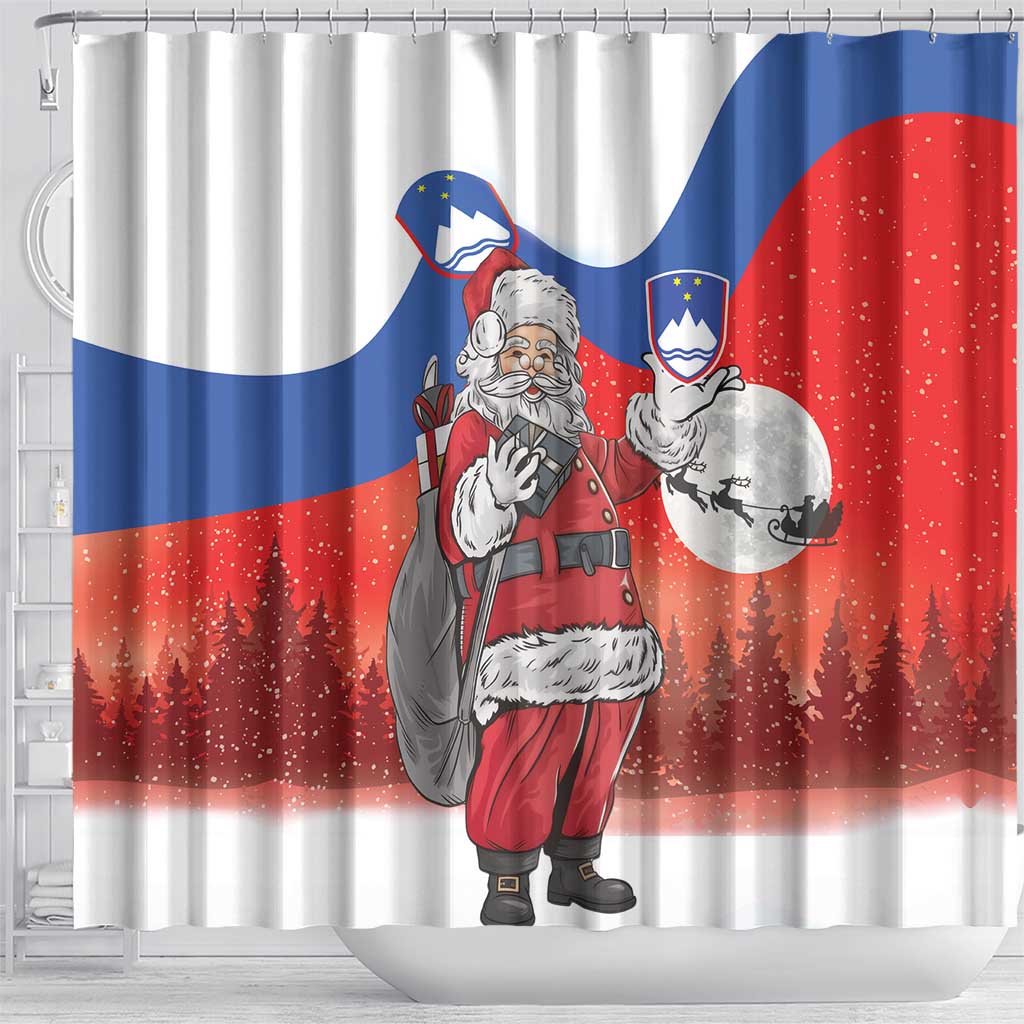 Slovenia Santa Christmas Shower Curtain Slovenija Vesel Bozic Flag Style - Wonder Print Shop