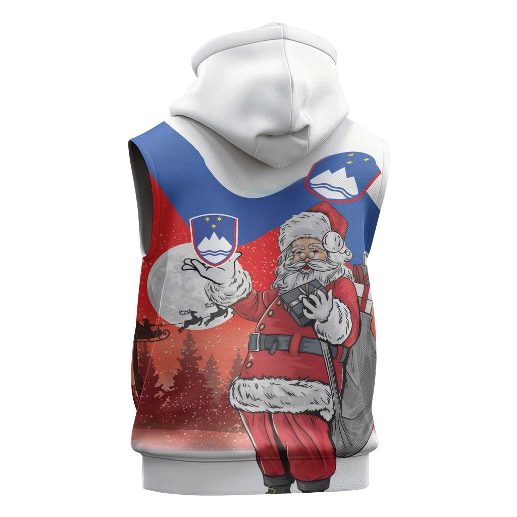 Slovenia Santa Christmas Sleeveless Hoodie Slovenija Vesel Bozic Flag Style - Wonder Print Shop