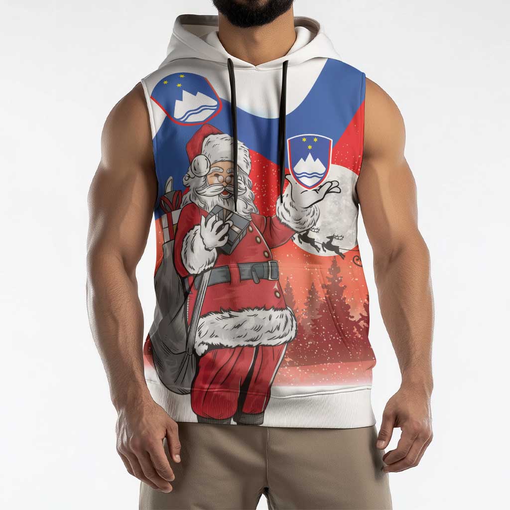 Slovenia Santa Christmas Sleeveless Hoodie Slovenija Vesel Bozic Flag Style - Wonder Print Shop
