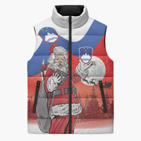 Slovenia Santa Christmas Sleeveless Puffer Jacket Slovenija Vesel Bozic Flag Style - Wonder Print Shop