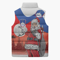 Slovenia Santa Christmas Sleeveless Puffer Jacket Slovenija Vesel Bozic Flag Style - Wonder Print Shop
