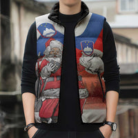 Slovenia Santa Christmas Sleeveless Puffer Jacket Slovenija Vesel Bozic Flag Style - Wonder Print Shop