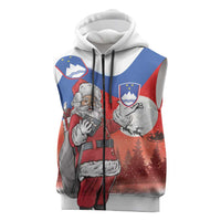 Slovenia Santa Christmas Sleeveless Zip Hoodie Slovenija Vesel Bozic Flag Style - Wonder Print Shop
