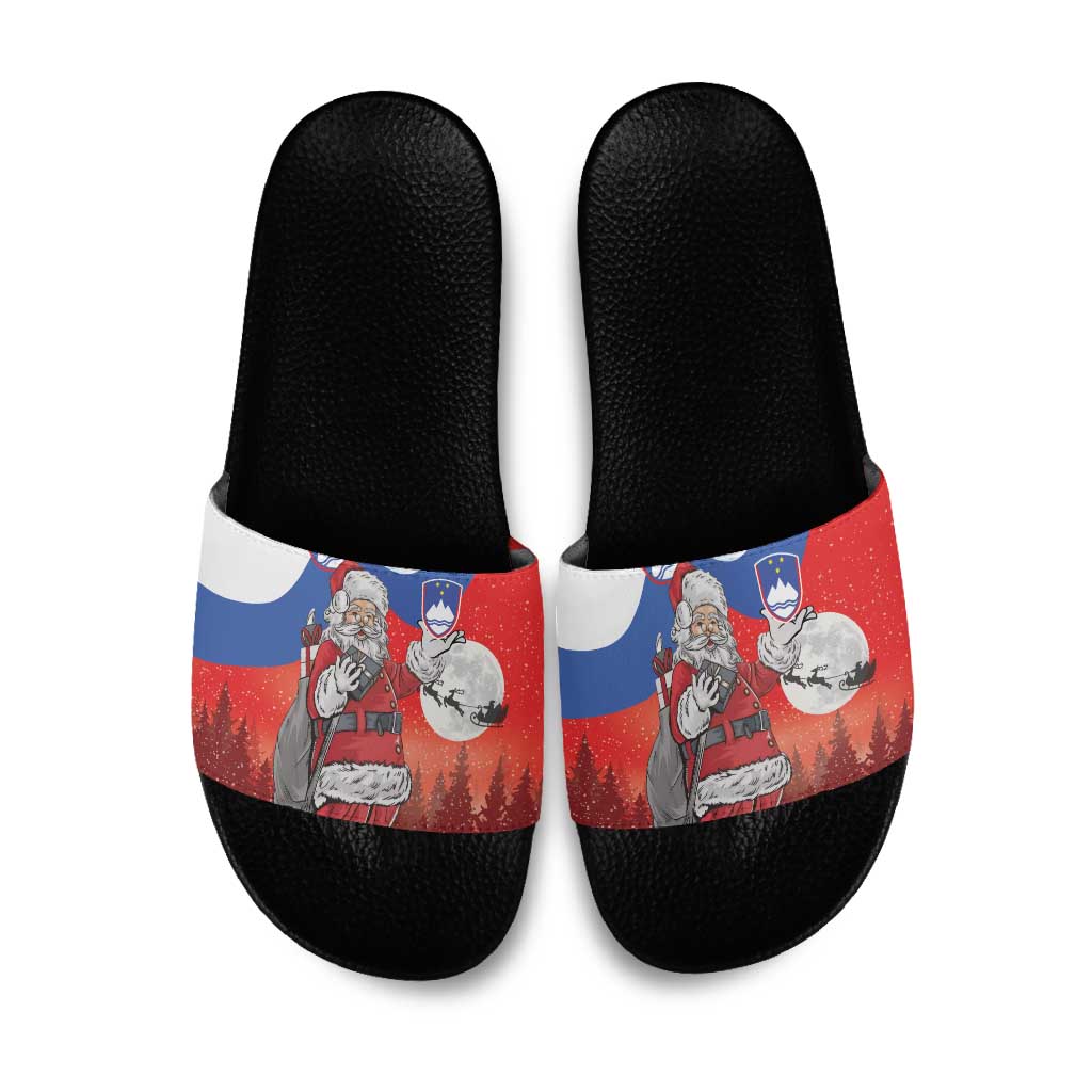 Slovenia Santa Christmas Slide Sandals Slovenija Vesel Bozic Flag Style - Wonder Print Shop