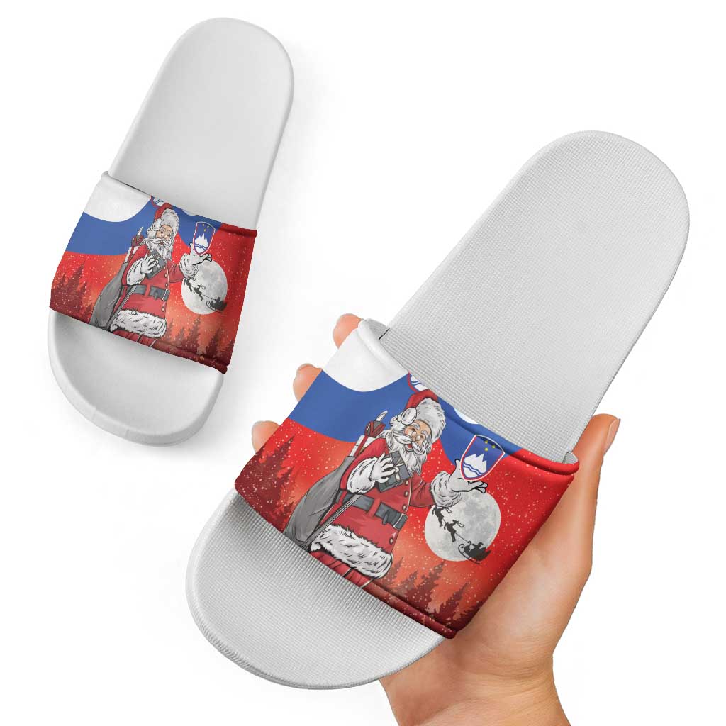 Slovenia Santa Christmas Slide Sandals Slovenija Vesel Bozic Flag Style - Wonder Print Shop