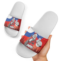 Slovenia Santa Christmas Slide Sandals Slovenija Vesel Bozic Flag Style - Wonder Print Shop