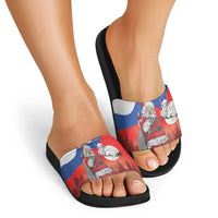 Slovenia Santa Christmas Slide Sandals Slovenija Vesel Bozic Flag Style - Wonder Print Shop