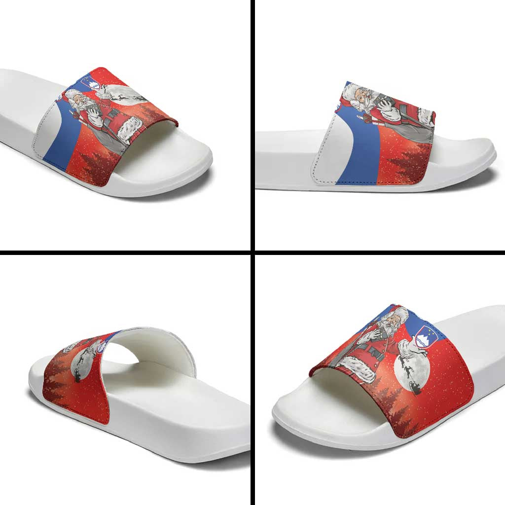 Slovenia Santa Christmas Slide Sandals Slovenija Vesel Bozic Flag Style - Wonder Print Shop