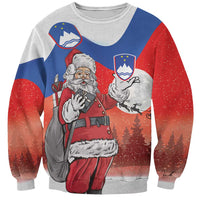 Slovenia Santa Christmas Sweatshirt Slovenija Vesel Bozic Flag Style - Wonder Print Shop