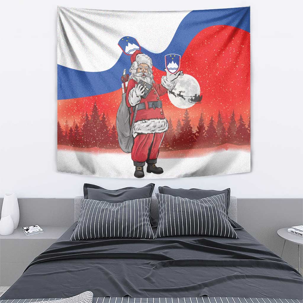 Slovenia Santa Christmas Tapestry Slovenija Vesel Bozic Flag Style - Wonder Print Shop