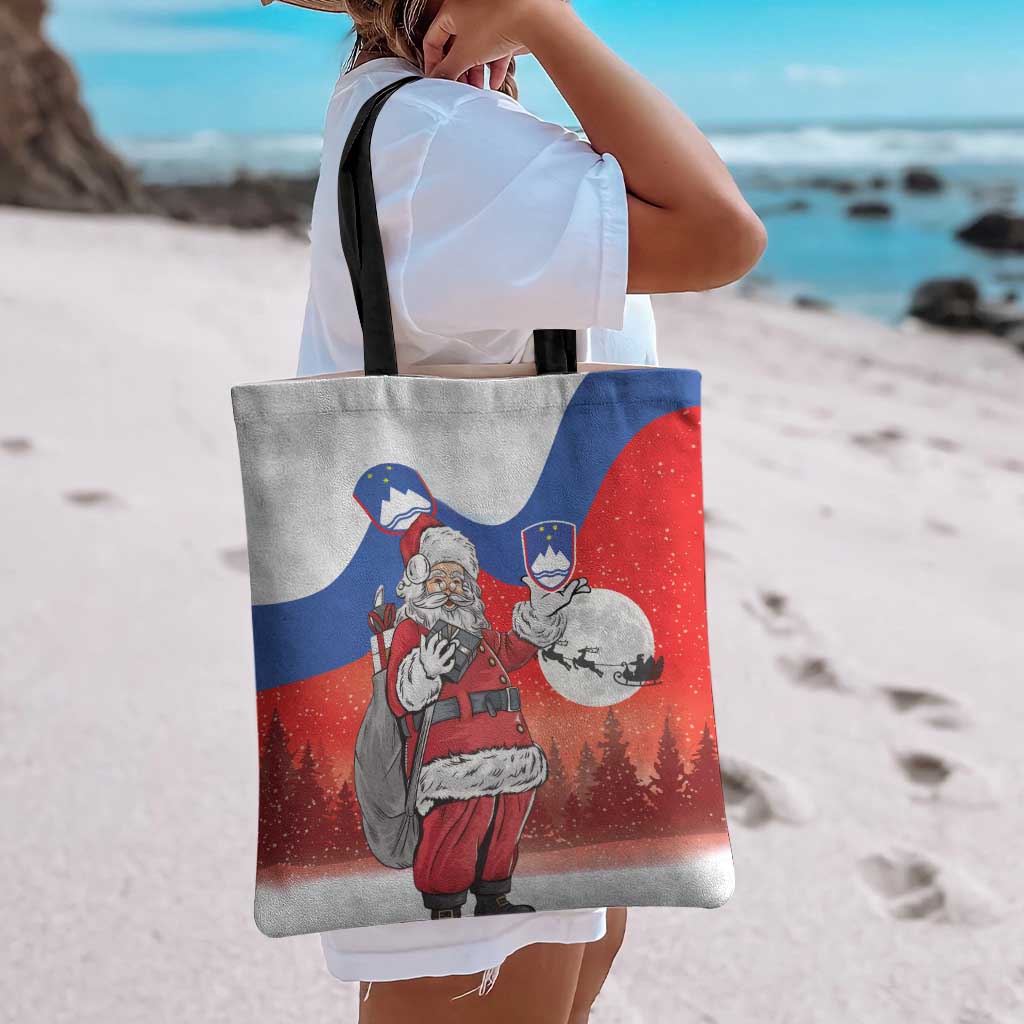 Slovenia Santa Christmas Tote Bag Slovenija Vesel Bozic Flag Style - Wonder Print Shop