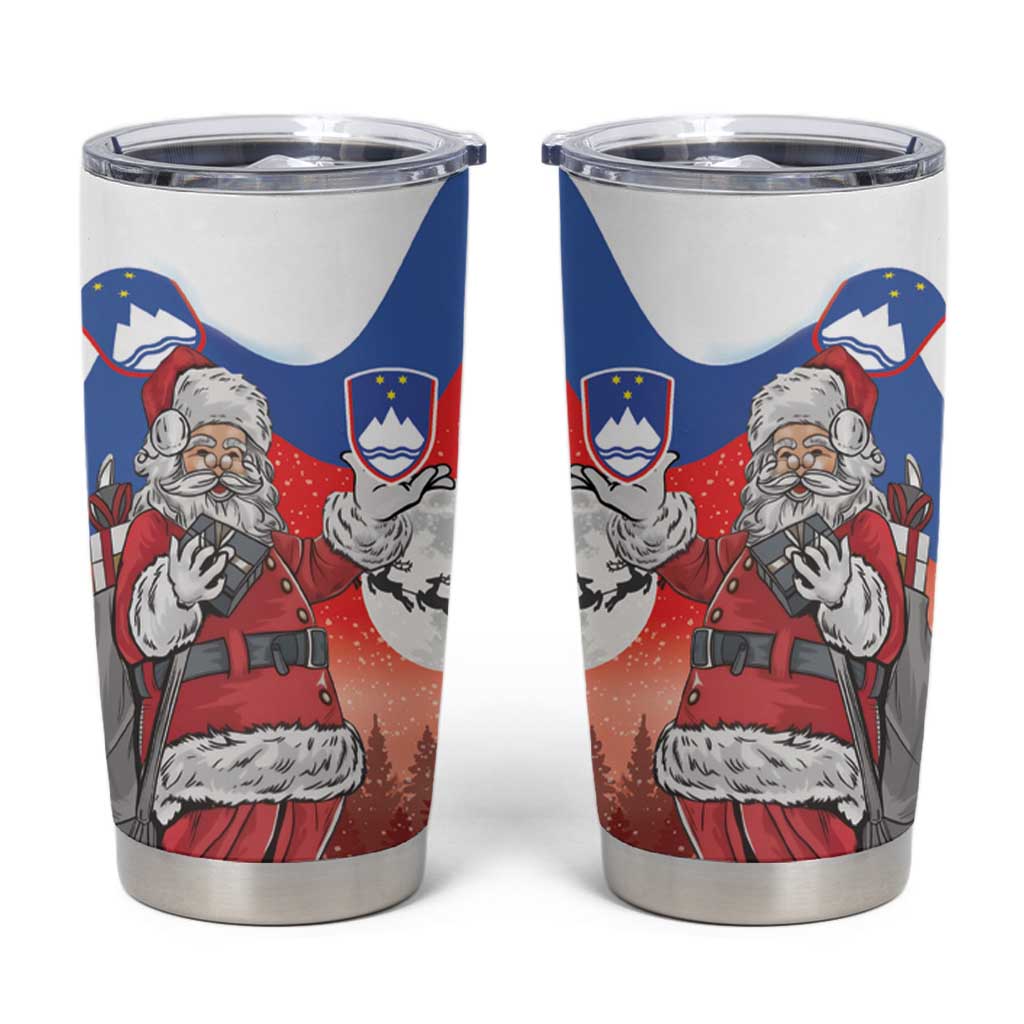 Slovenia Santa Christmas Tumbler Cup Slovenija Vesel Bozic Flag Style - Wonder Print Shop