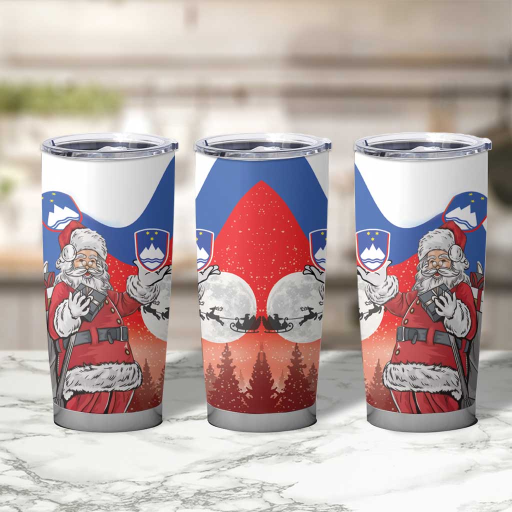 Slovenia Santa Christmas Tumbler Cup Slovenija Vesel Bozic Flag Style - Wonder Print Shop