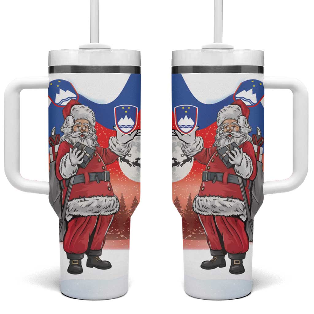 Slovenia Santa Christmas Tumbler With Handle Slovenija Vesel Bozic Flag Style - Wonder Print Shop