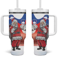 Slovenia Santa Christmas Tumbler With Handle Slovenija Vesel Bozic Flag Style - Wonder Print Shop