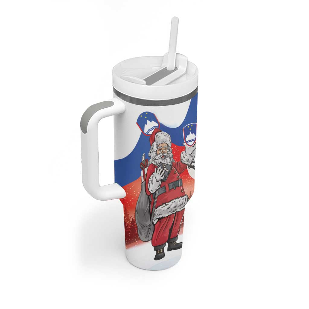 Slovenia Santa Christmas Tumbler With Handle Slovenija Vesel Bozic Flag Style - Wonder Print Shop