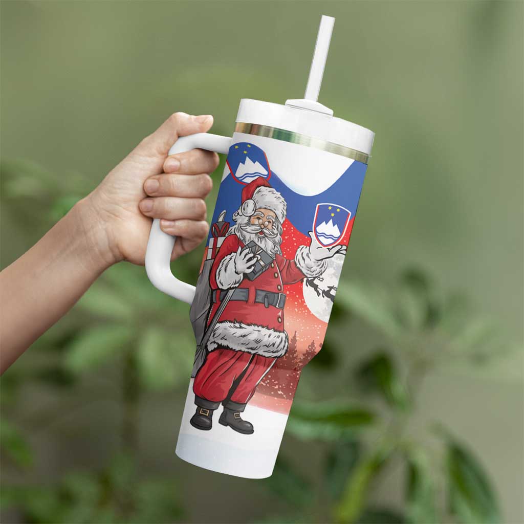 Slovenia Santa Christmas Tumbler With Handle Slovenija Vesel Bozic Flag Style - Wonder Print Shop