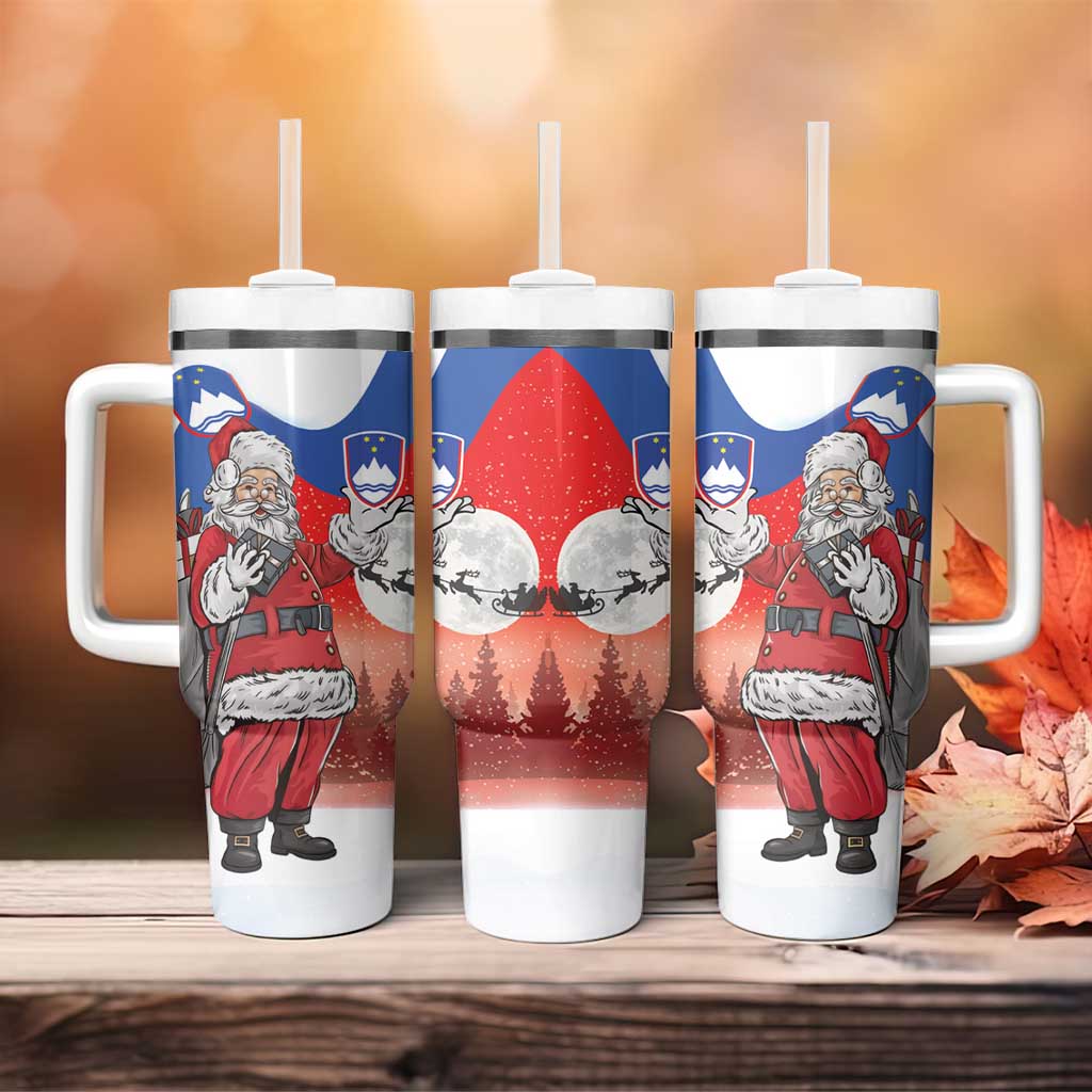 Slovenia Santa Christmas Tumbler With Handle Slovenija Vesel Bozic Flag Style - Wonder Print Shop