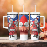Slovenia Santa Christmas Tumbler With Handle Slovenija Vesel Bozic Flag Style - Wonder Print Shop
