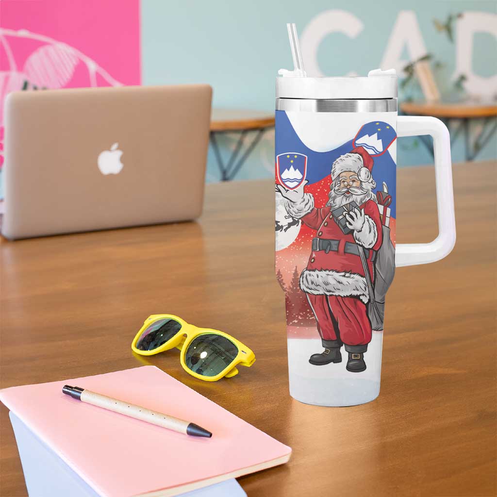 Slovenia Santa Christmas Tumbler With Handle Slovenija Vesel Bozic Flag Style - Wonder Print Shop