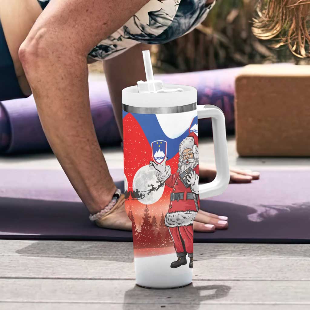 Slovenia Santa Christmas Tumbler With Handle Slovenija Vesel Bozic Flag Style - Wonder Print Shop
