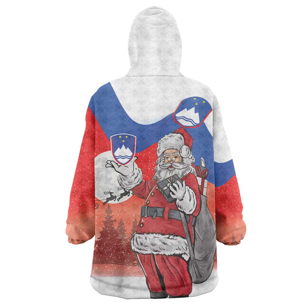 Slovenia Santa Christmas Wearable Blanket Hoodie Slovenija Vesel Bozic Flag Style - Wonder Print Shop