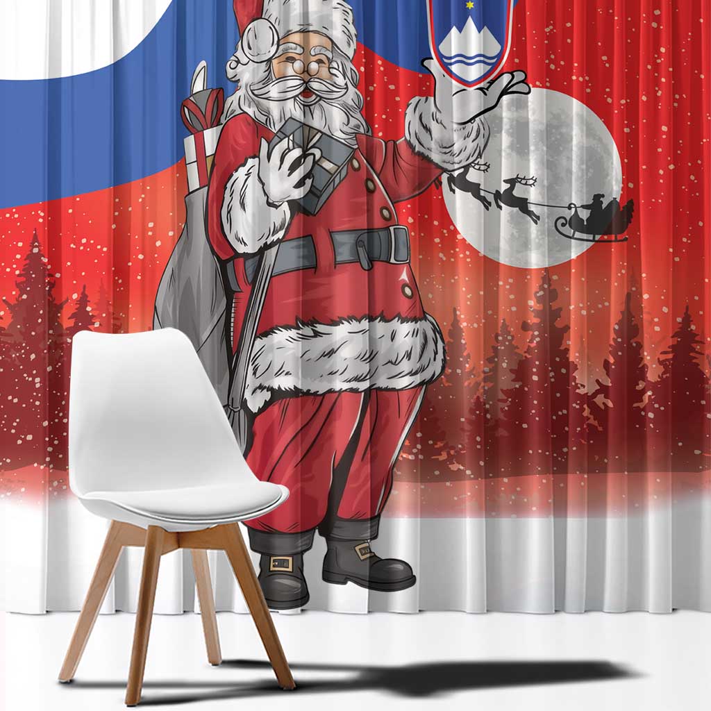 Slovenia Santa Christmas Window Curtain Slovenija Vesel Bozic Flag Style - Wonder Print Shop