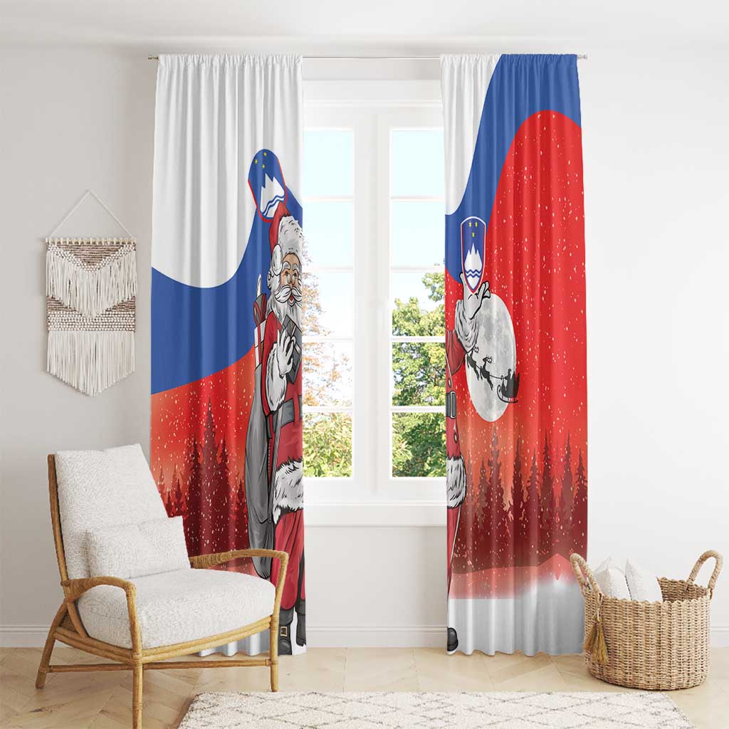 Slovenia Santa Christmas Window Curtain Slovenija Vesel Bozic Flag Style - Wonder Print Shop