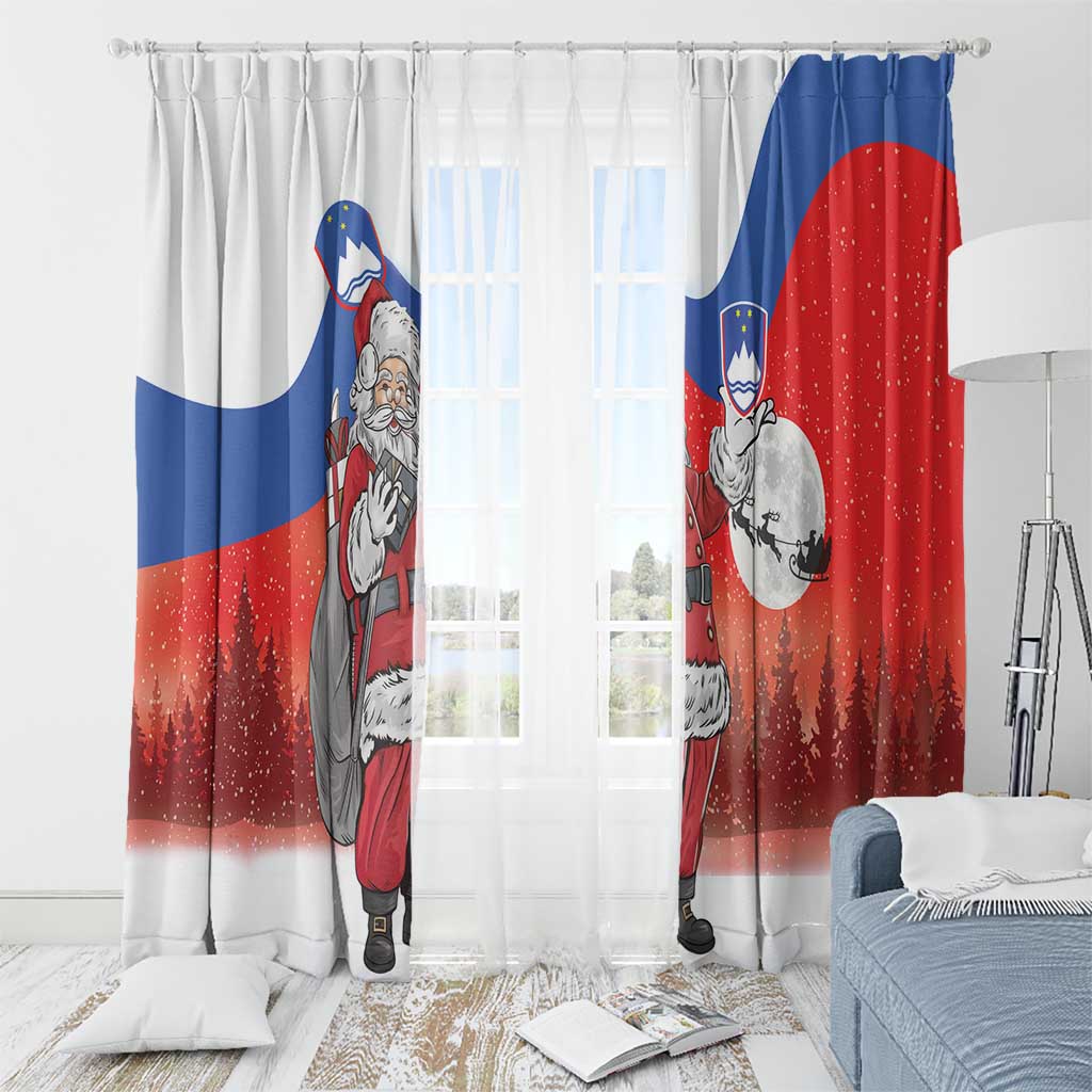 Slovenia Santa Christmas Window Curtain Slovenija Vesel Bozic Flag Style - Wonder Print Shop