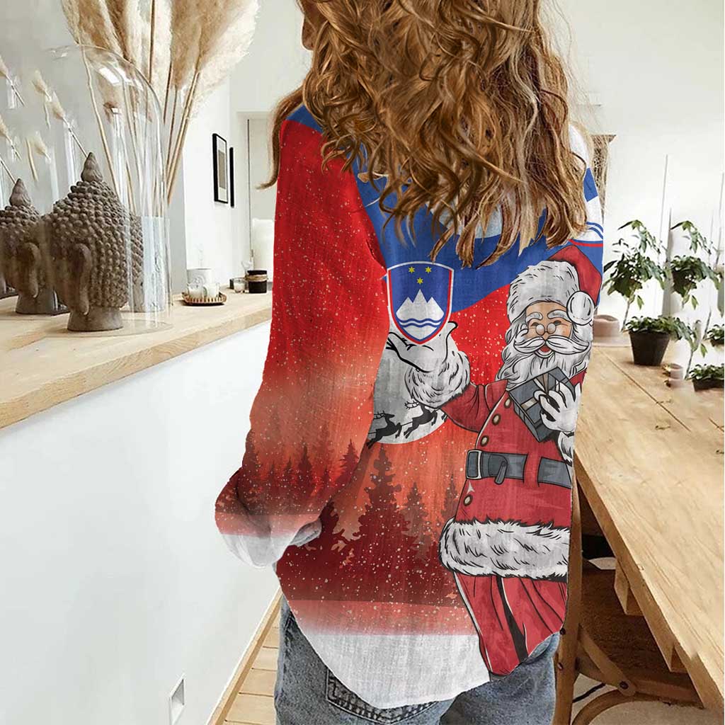 Slovenia Santa Christmas Women Casual Shirt Slovenija Vesel Bozic Flag Style - Wonder Print Shop