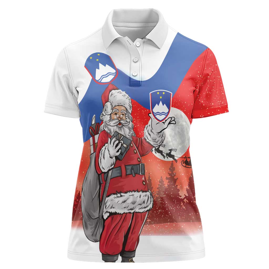 Slovenia Santa Christmas Women Polo Shirt Slovenija Vesel Bozic Flag Style - Wonder Print Shop