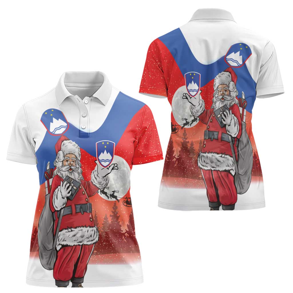 Slovenia Santa Christmas Women Polo Shirt Slovenija Vesel Bozic Flag Style - Wonder Print Shop