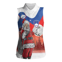 Slovenia Santa Christmas Women Sleeveless Polo Shirt Slovenija Vesel Bozic Flag Style - Wonder Print Shop