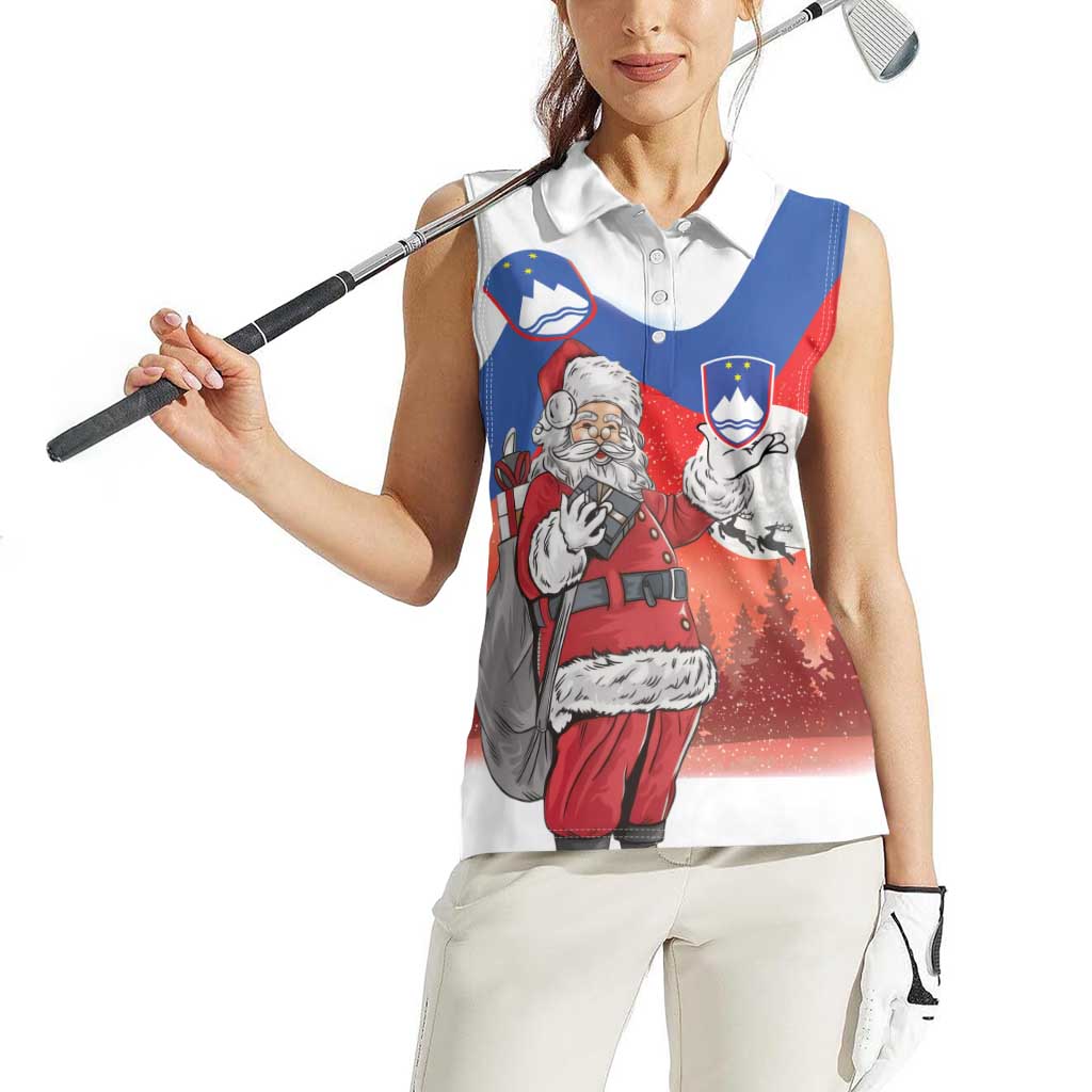 Slovenia Santa Christmas Women Sleeveless Polo Shirt Slovenija Vesel Bozic Flag Style - Wonder Print Shop
