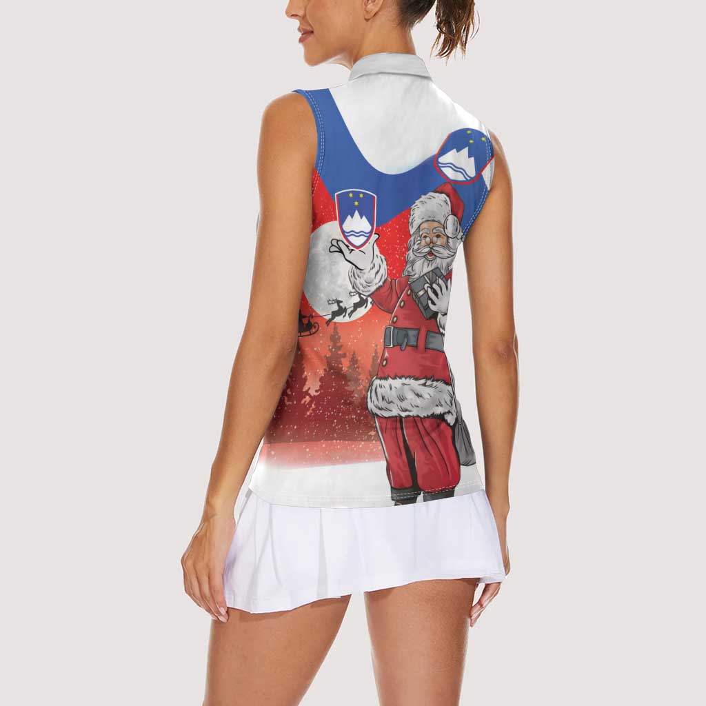 Slovenia Santa Christmas Women Sleeveless Polo Shirt Slovenija Vesel Bozic Flag Style - Wonder Print Shop