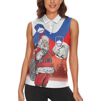 Slovenia Santa Christmas Women Sleeveless Polo Shirt Slovenija Vesel Bozic Flag Style - Wonder Print Shop