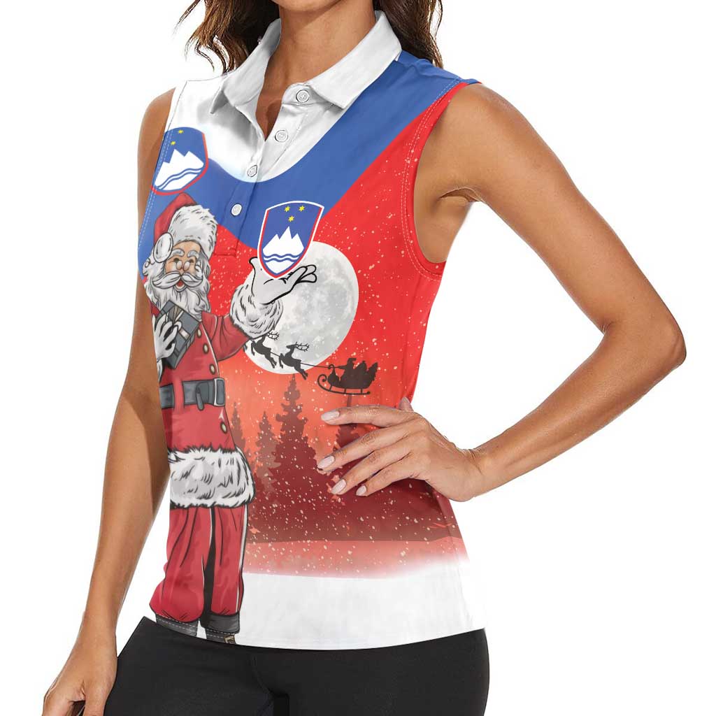 Slovenia Santa Christmas Women Sleeveless Polo Shirt Slovenija Vesel Bozic Flag Style - Wonder Print Shop