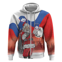 Slovenia Santa Christmas Zip Hoodie Slovenija Vesel Bozic Flag Style - Wonder Print Shop