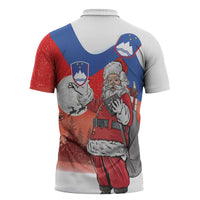 Slovenia Santa Christmas Zipper Polo Shirt Slovenija Vesel Bozic Flag Style - Wonder Print Shop