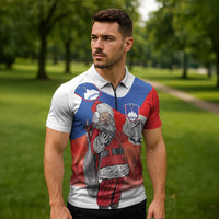 Slovenia Santa Christmas Zipper Polo Shirt Slovenija Vesel Bozic Flag Style - Wonder Print Shop
