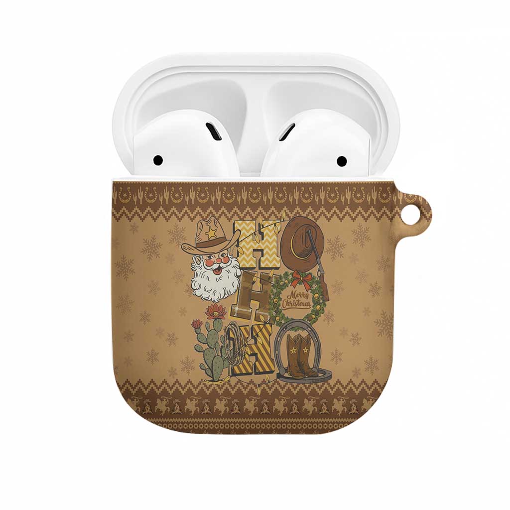 Western Cowboy Christmas AirPods Case Cowboy Santa Ho Ho Ho Retro - Wonder Print Shop