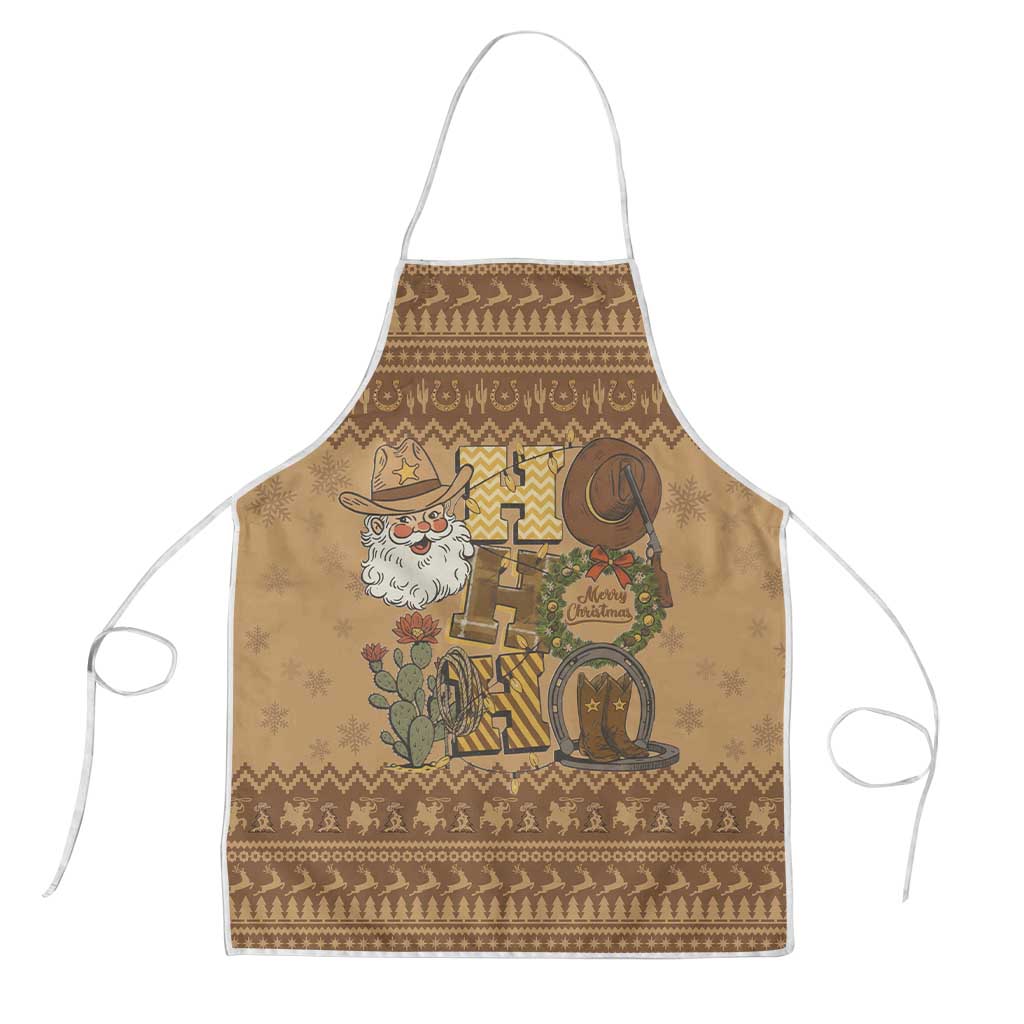 Western Cowboy Christmas Apron Cowboy Santa Ho Ho Ho Retro - Wonder Print Shop