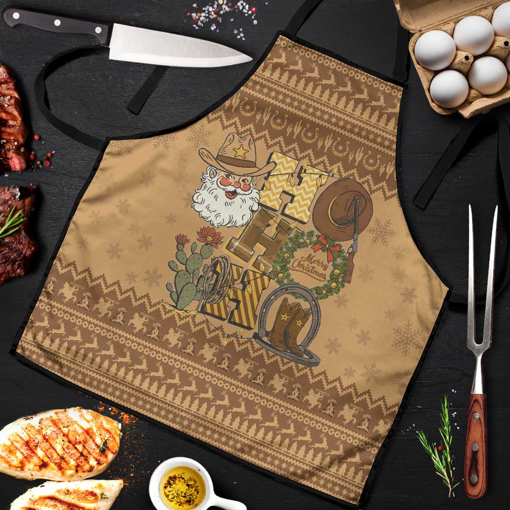 Western Cowboy Christmas Apron Cowboy Santa Ho Ho Ho Retro - Wonder Print Shop